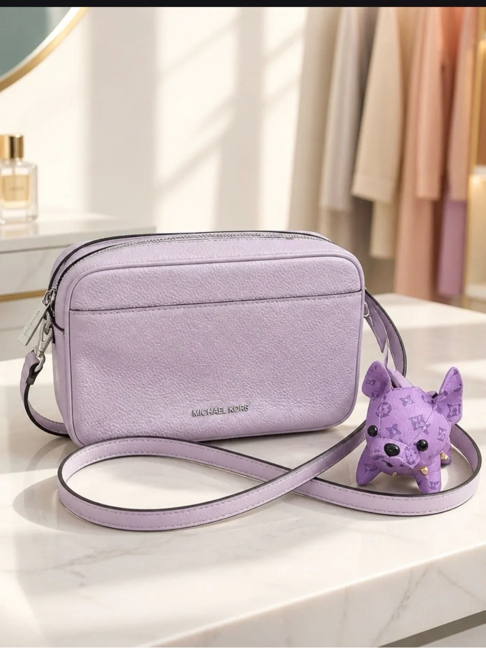 Michael Kors Lavender Leather Crossbody Bag NWT